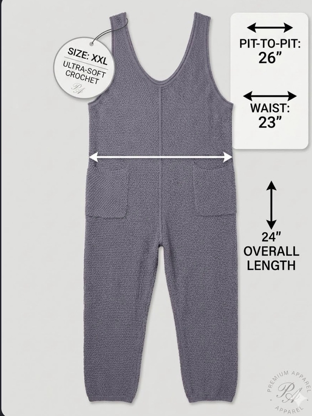Crochet super soft  Sleeveless Jumpsuit - blue